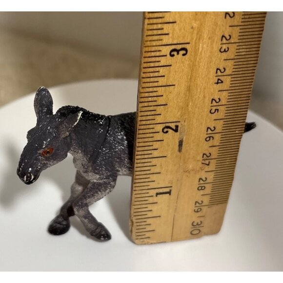 Gray Donkey Figurine Plastic Toy Red Eyes Collectible Farm Animal Play Nativity - Picture 7 of 8